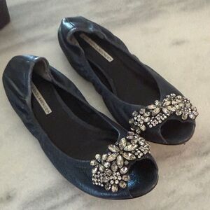Vera Wang Lavender Label Black Embellished Flats